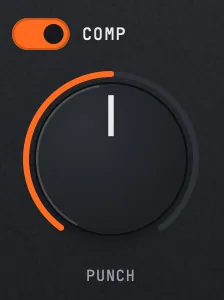 The COMP effect in PLUNGE's FX panel, switched on, with its PUNCH knob.