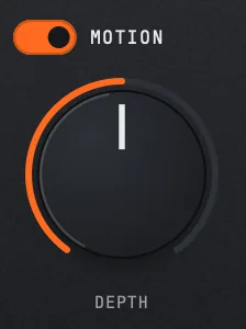 The MOTION effect in PLUNGE's FX panel, switched on, with its DEPTH knob.