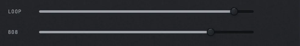 The LOOP and 808 level sliders in PLUNGE's KICK LINK panel.