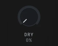The DRY knob turned all the way down, with the value under it reading 0%.
