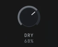 The DRY knob after the TEETH slot was loaded, with the value under it reading 68%.