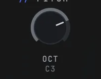 The OCT knob and its reading: the register the built-in carrier sings in when nothing else is telling it what to play.