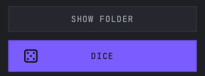 SURGE's SHOW FOLDER button above the DICE button at the bottom of the filter rail.